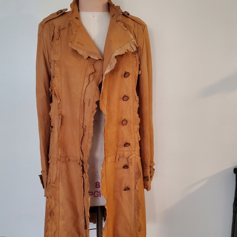 Designer leather coat